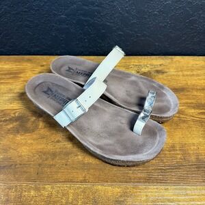 Mephisto Hannel White Patent Leather Crystal Toe Loop Sandal Womens 37